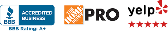 The home depot logo and a picture of a tree.